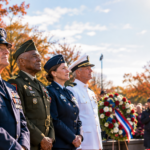 Veterans Day 2026 ceremony honoring American military veterans with the U.S. flag